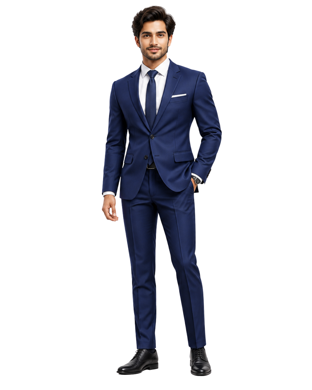 Man wearing a navy blue suit